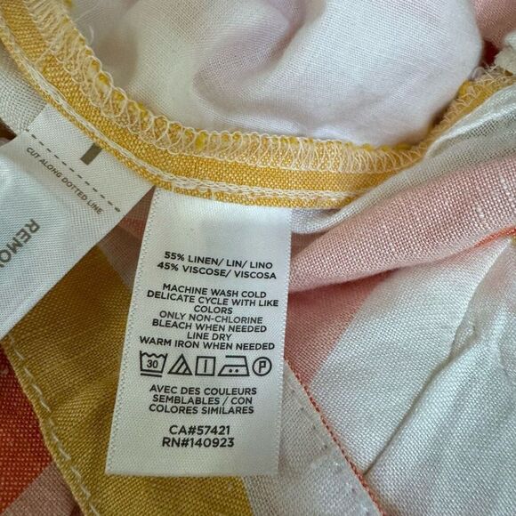 LOFT Paperbag Striped Tie Waist Shorts Sz M Linen blend NWT - Picture 6 of 8